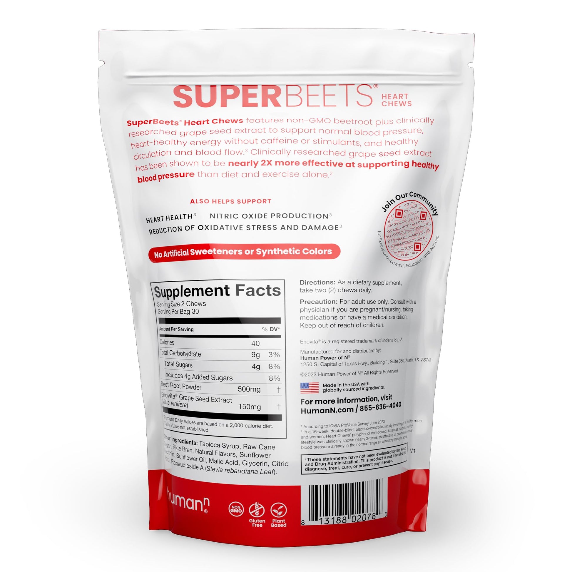 Etiqueta producto HumanN SuperBeets gomitas para corazón