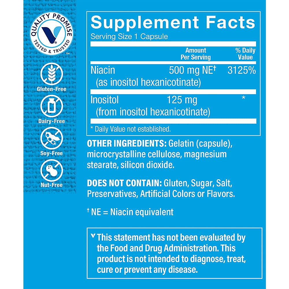 Etiqueta del producto No Flush Niacina 500mg The Vitamin Shoppe