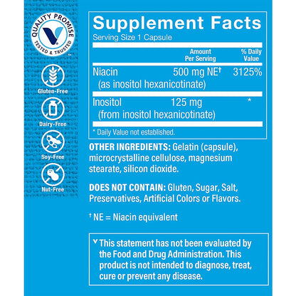 Etiqueta del producto No Flush Niacina 500mg The Vitamin Shoppe