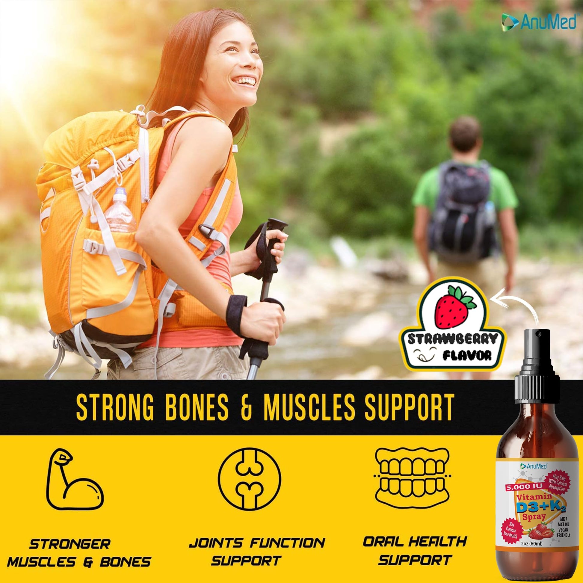 Etiqueta del producto spray vitamina D3 K2 con aceite orgánico
