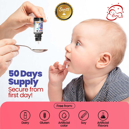 Etiqueta producto Swiss Bork gotas bebé con vitamina d3