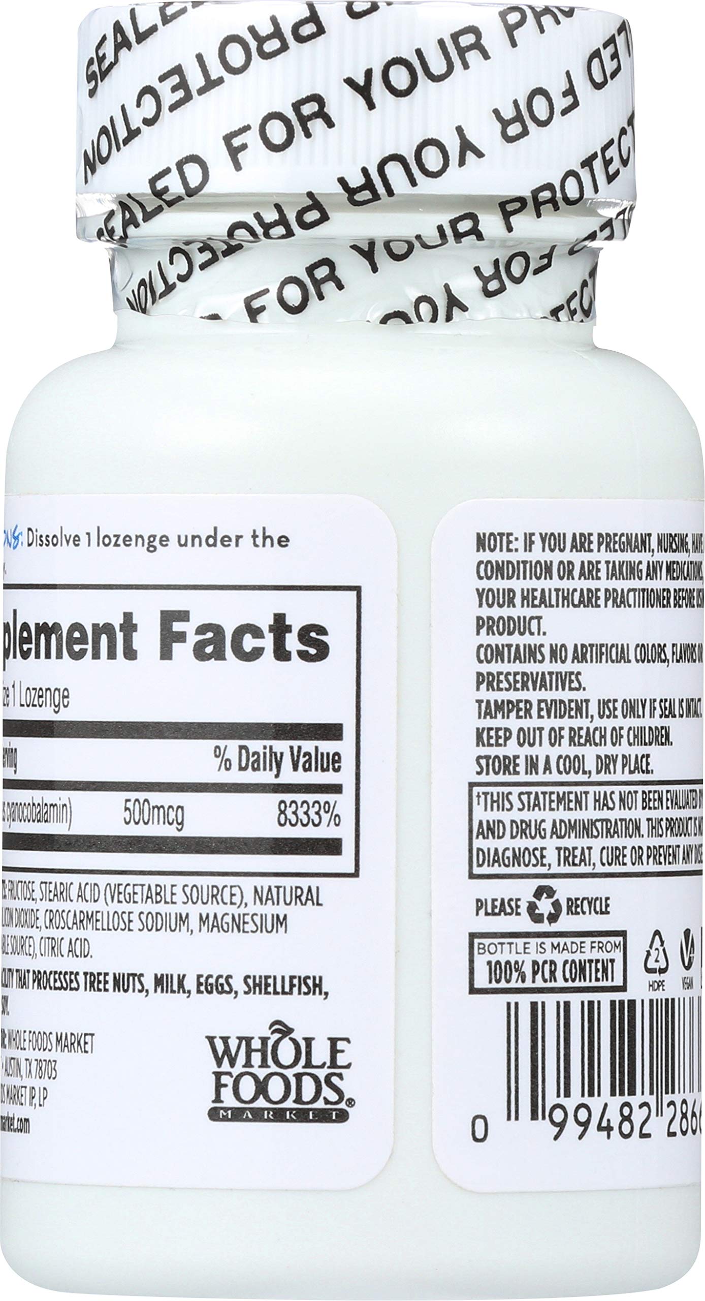 Etiqueta del producto vitamina B12 365 Everyday Value sabor cereza