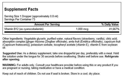 Etiqueta producto vitamina B12 líquida Swanson