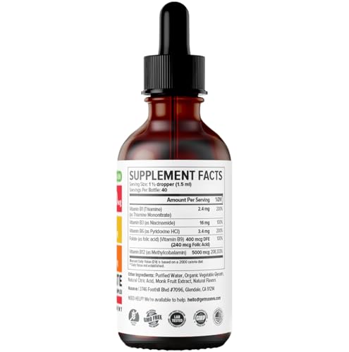 Etiqueta producto vitaminas B líquidas frambuesa