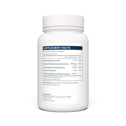 Etiqueta productos TMG cápsulas Renue by Science lado frontal