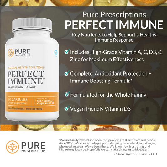 Etiqueta Pure Prescriptions suplemento vitamínico 4 en 1 inmunológico