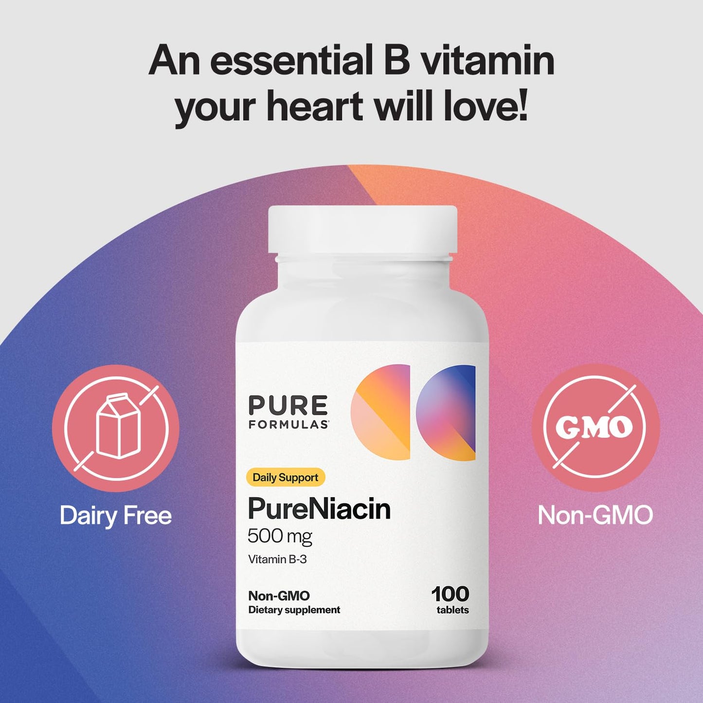 Etiqueta PureFormulas Niacina 500mg vitamina B3 pura