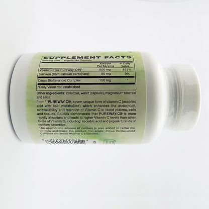 Etiqueta PureWay-C 500 mg con bioflavonoides y calcio