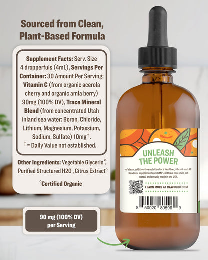 Etiqueta RawGuru vitamina c orgánica líquida