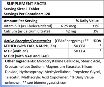 Etiqueta Resonex para metilación y vitaminas b12