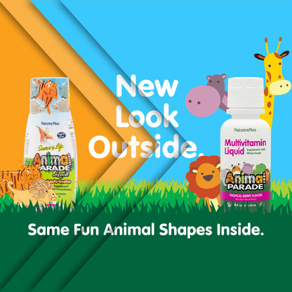 Etiqueta sabor Tropical Berry multivitamínico Animal Parade