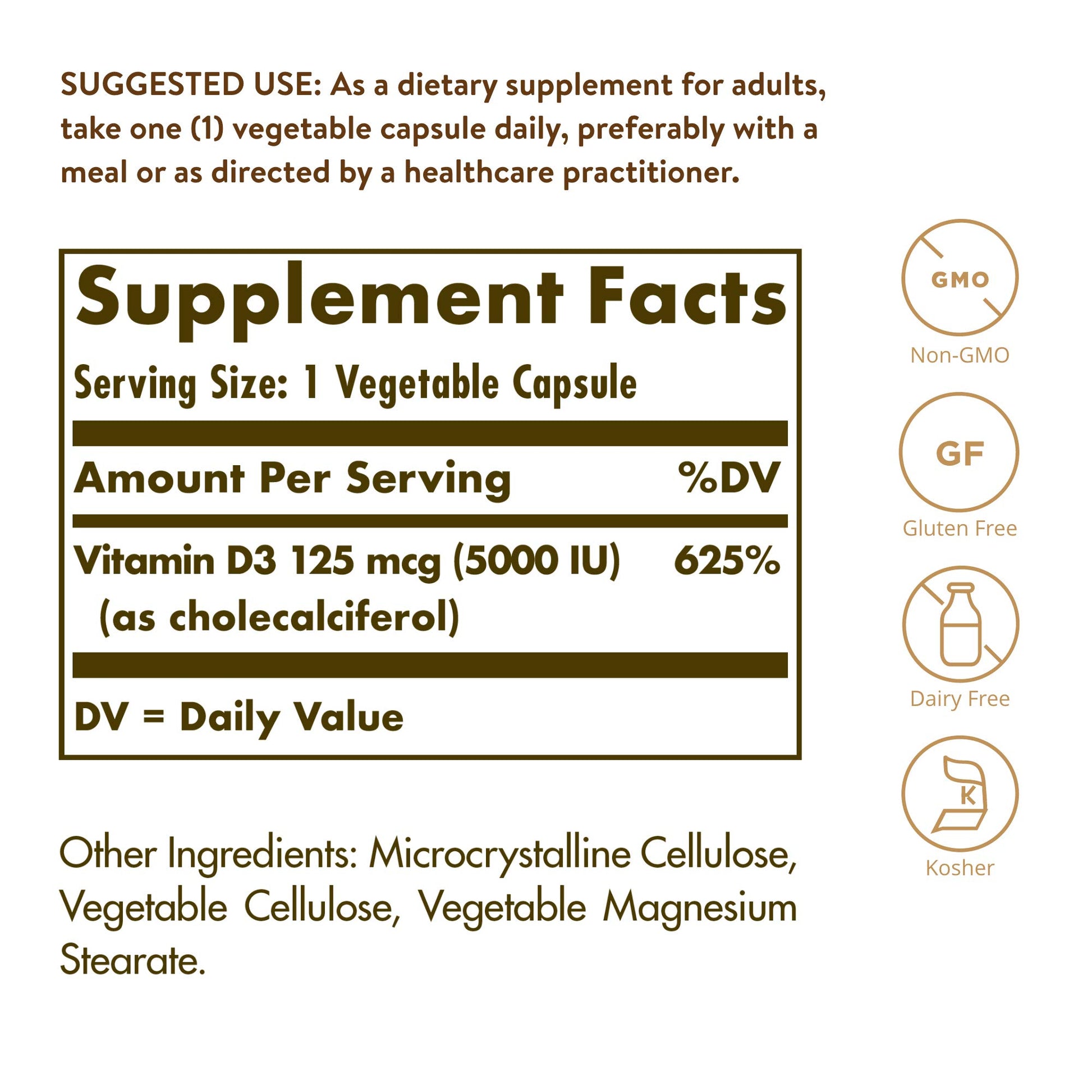Etiqueta Solgar vitamina d3 para huesos
