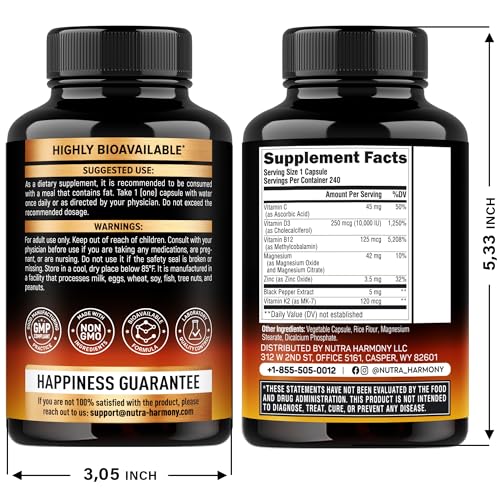 Etiqueta de suplemento vitamina D3 y K2 NUTRAHARMONY