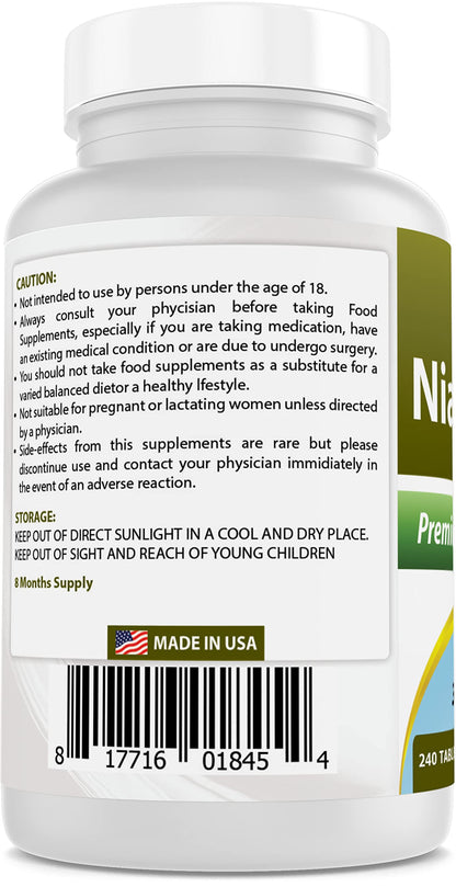 Etiqueta suplementaria Niacinamida 500 mg Best Naturals