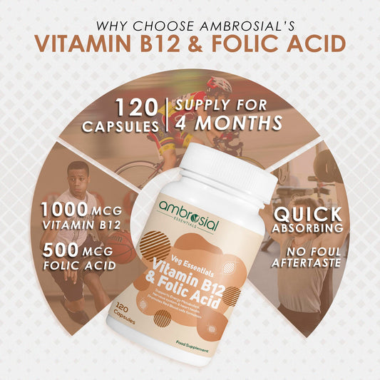 Etiqueta suplemento AMBROSIAL vitamina B12 ácido fólico