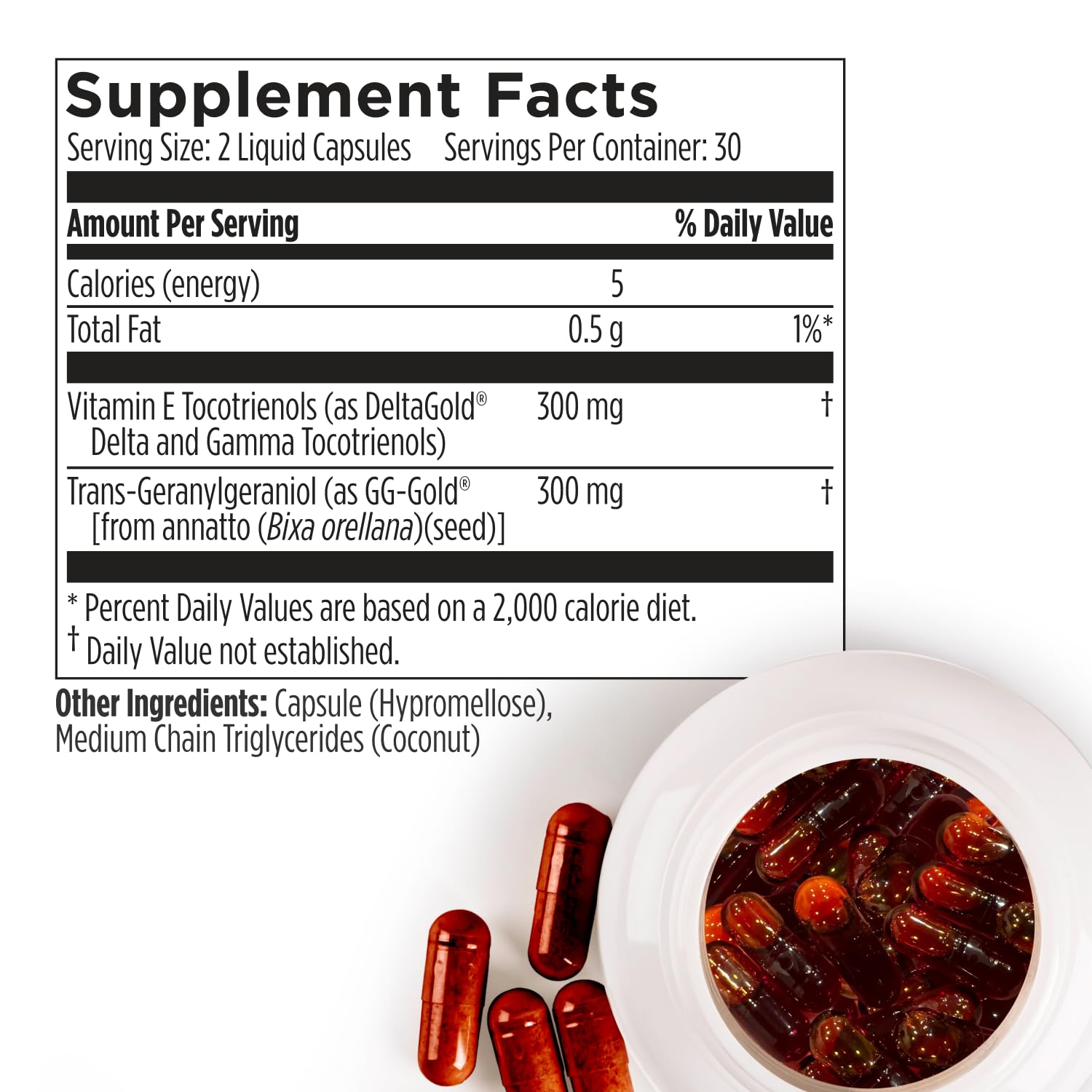 Etiqueta del suplemento Annatrol tocotrienoles vitamina E