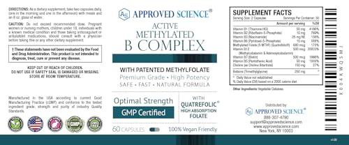 Etiqueta frontal suplemento Approved Science complejo B metilado