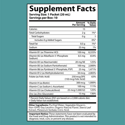 Etiqueta del suplemento Aurora Nutrascience complejo B y vitamina C