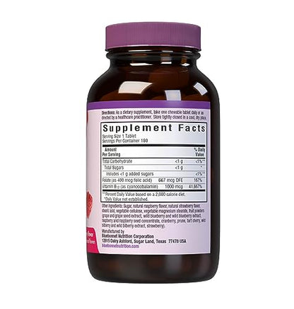 Etiqueta suplemento B12 ácido fólico Bluebonnet