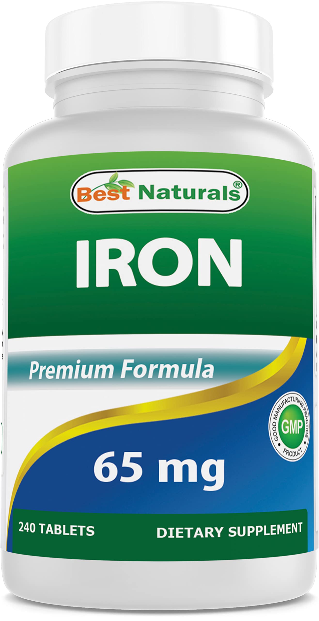 Etiqueta suplemento Best Naturals hierro y ácido fólico