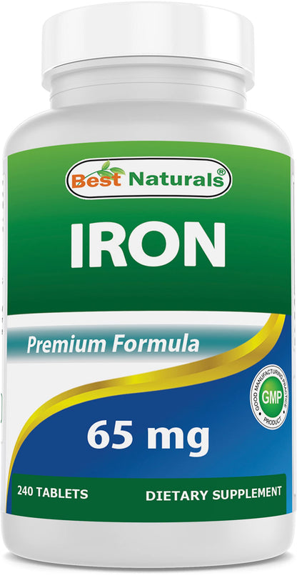 Etiqueta suplemento Best Naturals hierro y ácido fólico