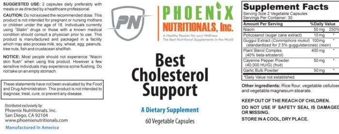 Etiqueta suplemento colesterol con ingredientes naturales probados
