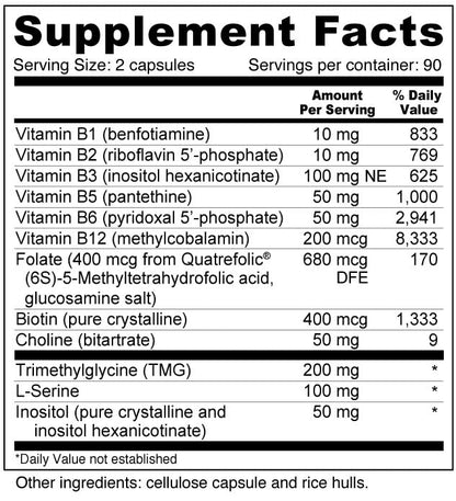 Etiqueta suplemento complejo b vitaminas b12 metilada folato biotina