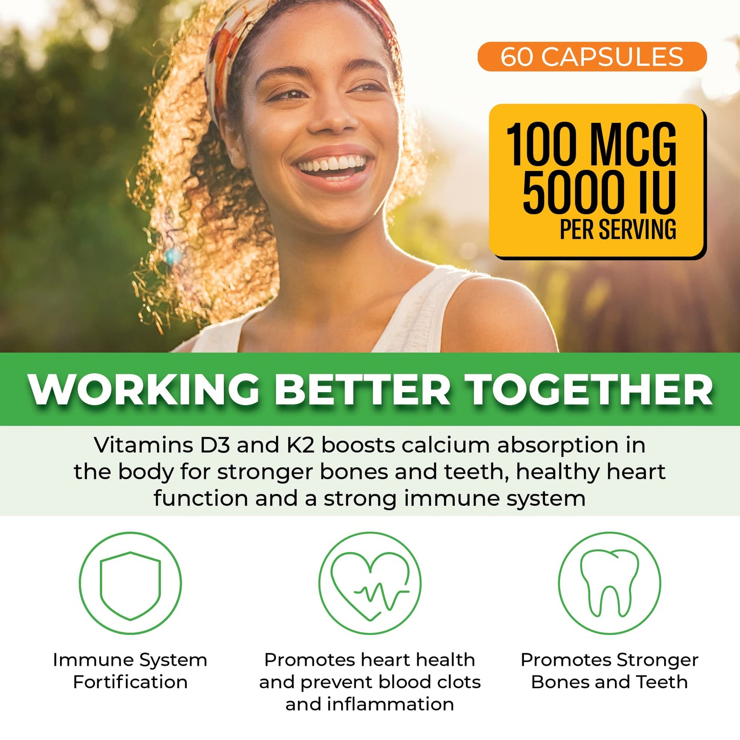 Etiqueta suplemento ForestLeaf vitamina D3 y K2 importada