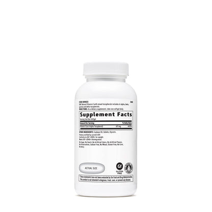 Etiqueta suplemento GNC vitamina E natural 60 cápsulas blandas