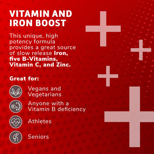 Etiqueta suplemento hierro Globulo Rojo con vitaminas B