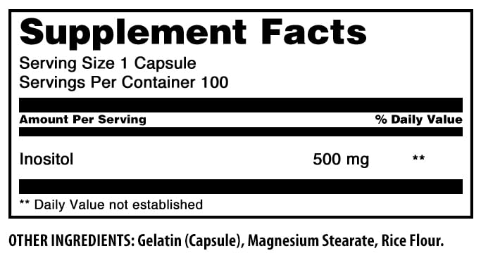 Etiqueta suplemento inositol Amazing Formulas 500 mg
