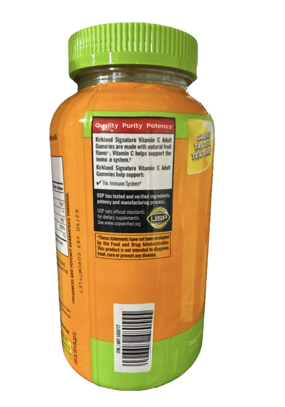 Etiqueta de suplemento Kirkland Signature vitamina C