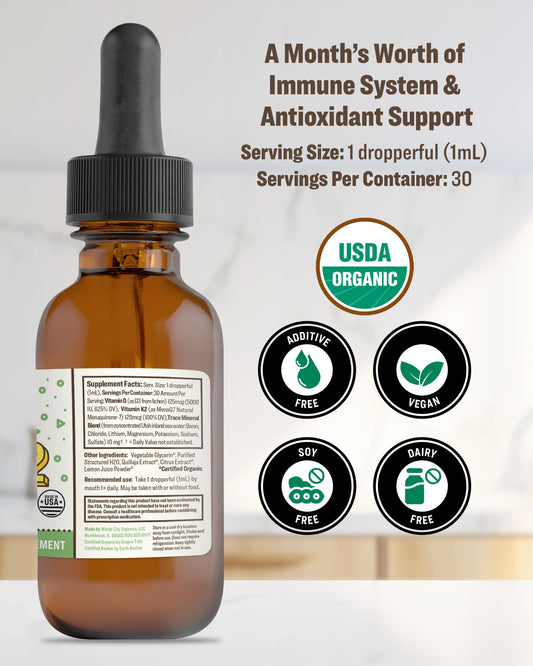 Etiqueta suplemento líquido vitamina D3 y K2 RawGuru