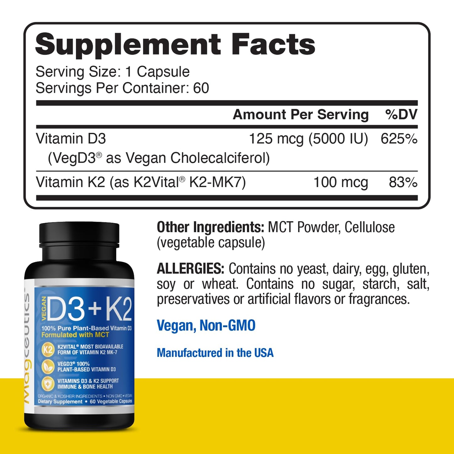 Etiqueta suplemento Magceutics D3 K2 con MCT