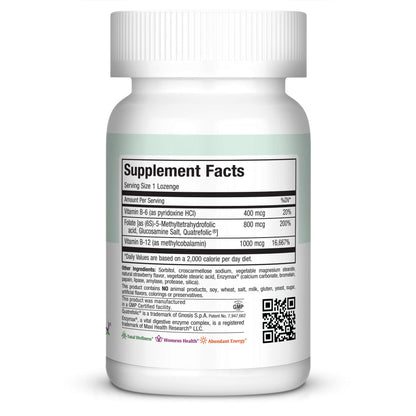 Etiqueta suplemento Maxi Health metilfolato B12 B6 kosher