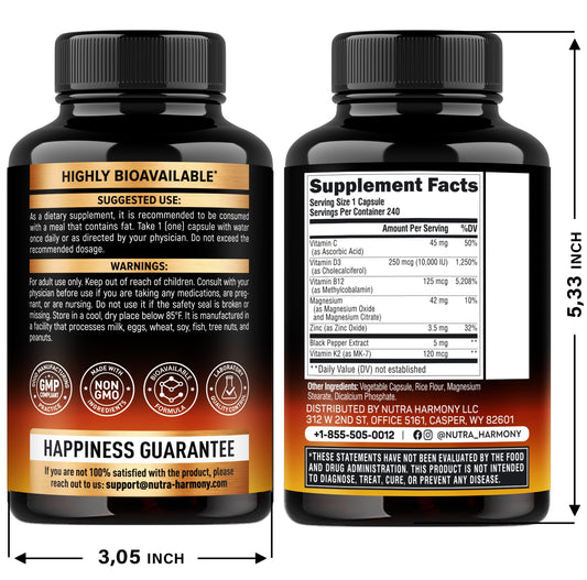 Etiqueta del producto suplemento menopausia NUTRAHARMONY