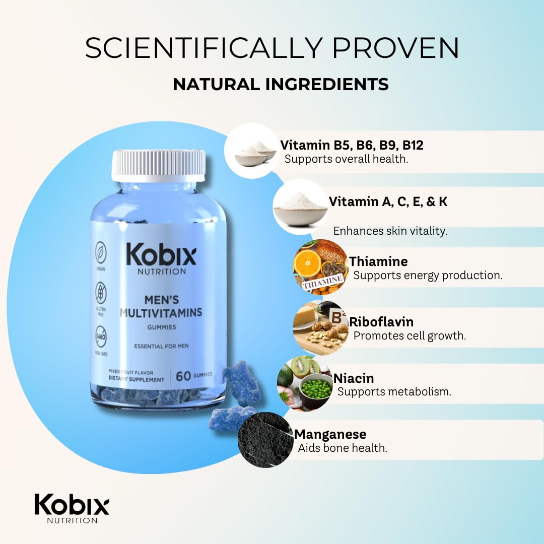 Etiqueta del suplemento multivitamínico Kobix para hombres