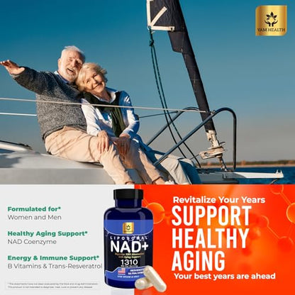Etiqueta de suplemento NAD+ Liposomal mostrando ingredientes
