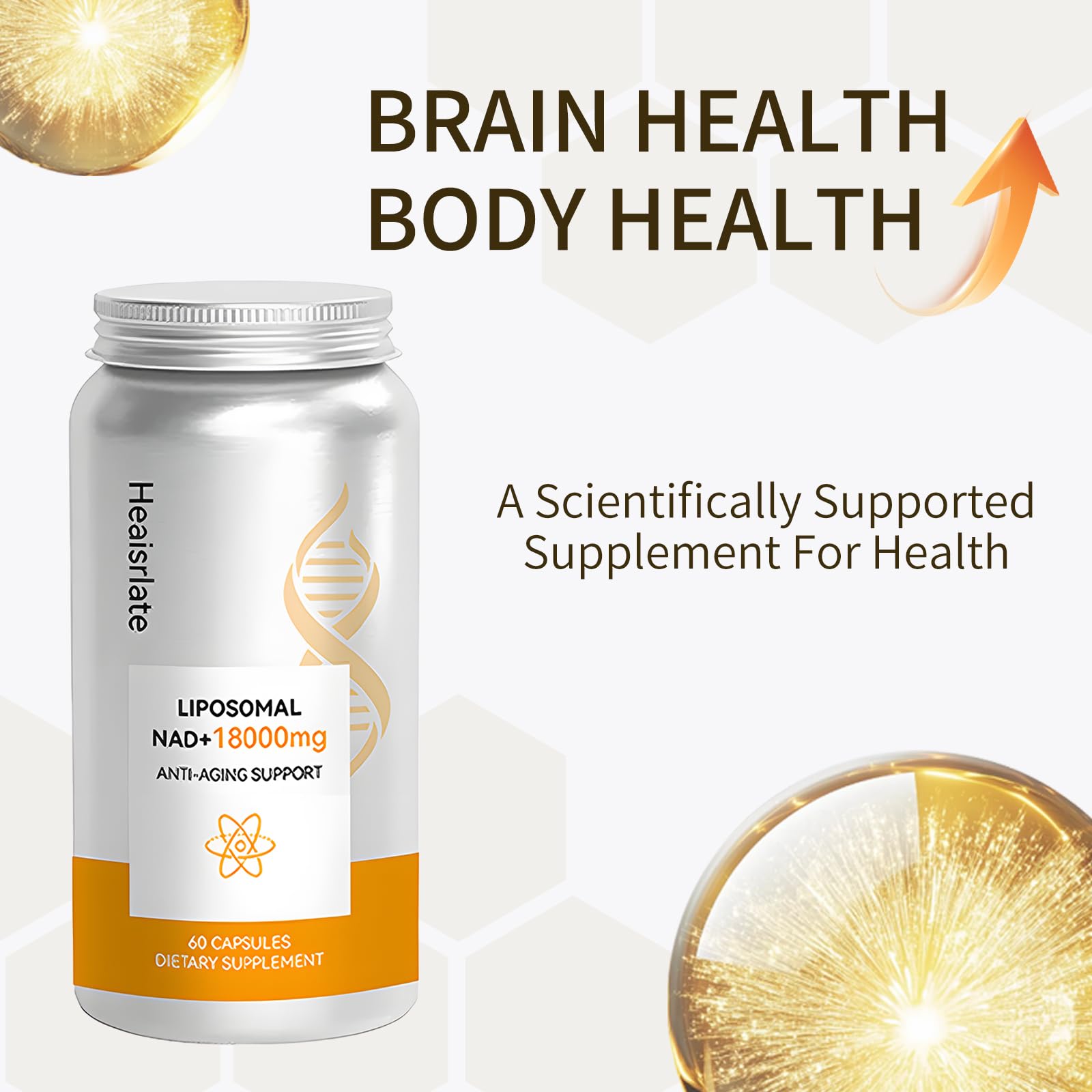 Etiqueta del suplemento NAD+ Heaisrlate 600mg