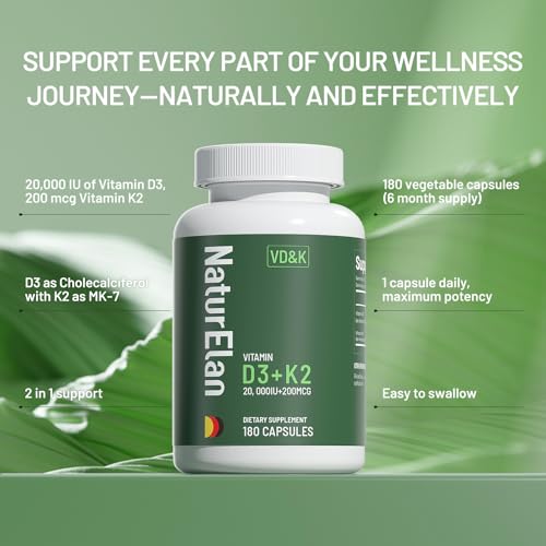 Etiqueta suplemento NaturElan Vitamina D3 y K2 con probióticos