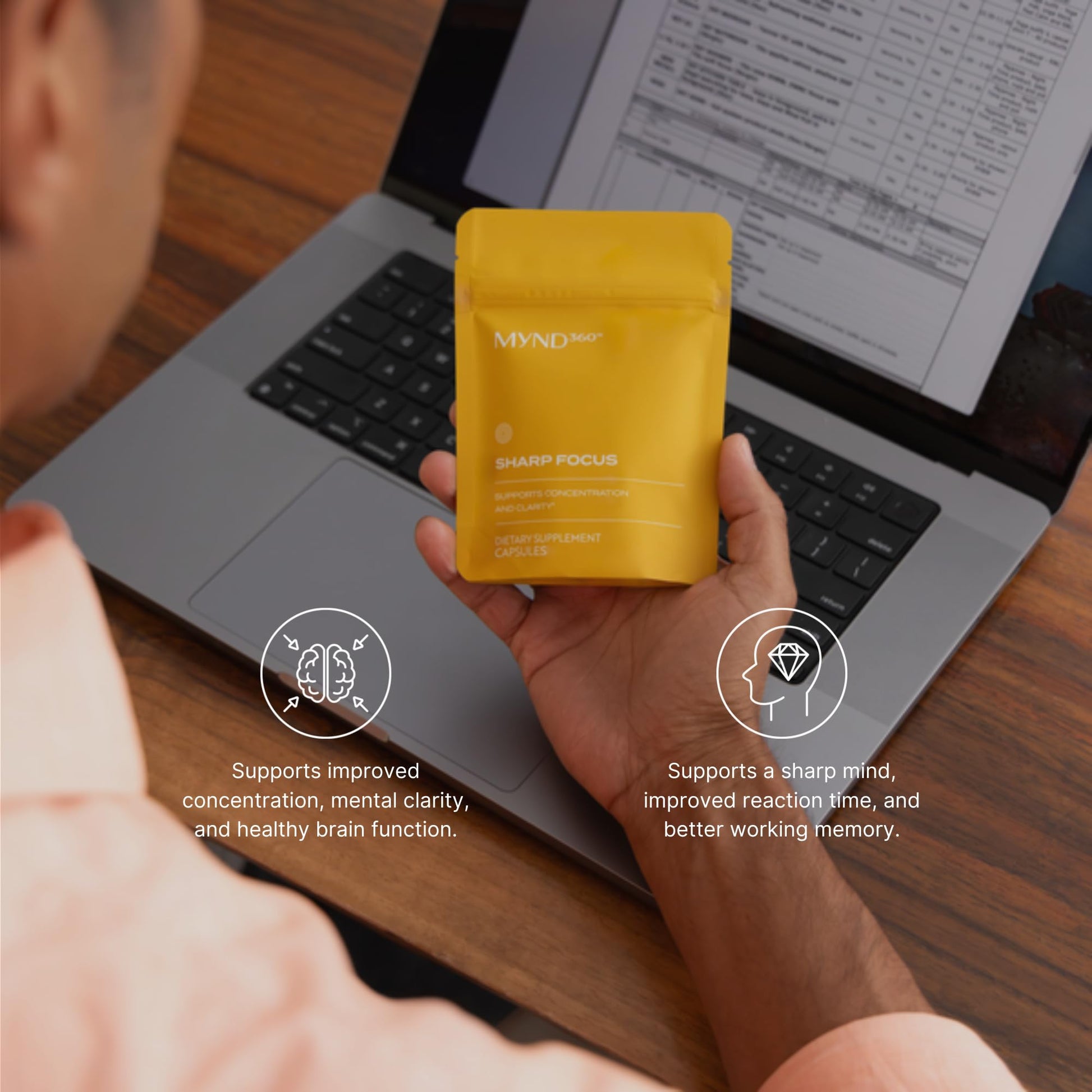 Etiqueta suplemento Nu Skin Sharp Focus mejora memoria y energía