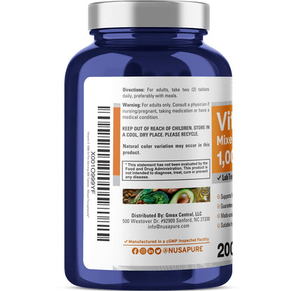 Etiqueta suplemento NusaPure vitamina e 1000 ui