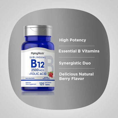 Etiqueta del suplemento Piping Rock vitamina B12