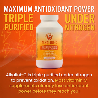 Etiqueta del suplemento polvo vitamina C Alkalini-C