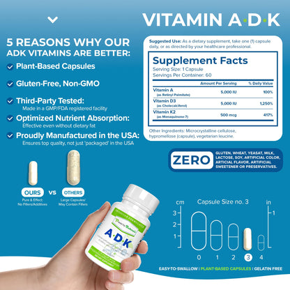 Etiqueta suplemento Power By Naturals vitaminas ADK