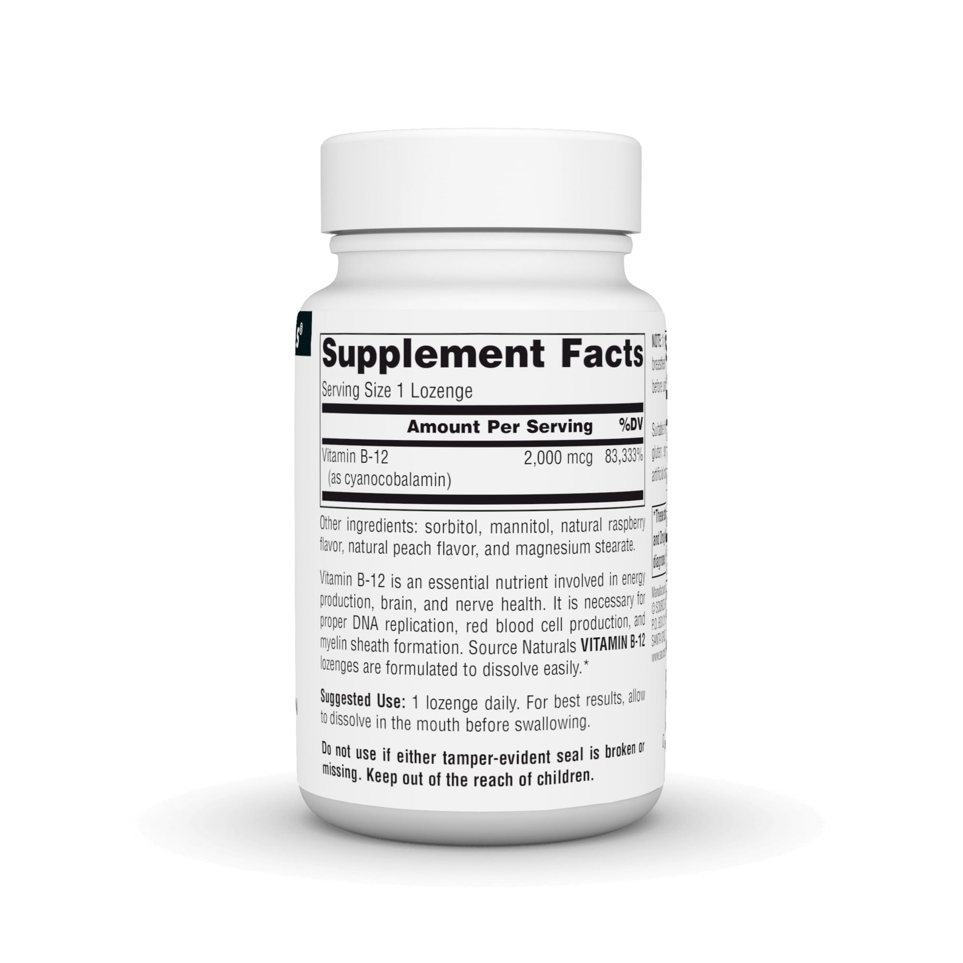 Etiqueta suplemento Source Naturals B-12 con información nutricional