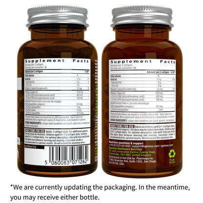 Etiqueta suplemento vegano Omega-3 Igennus DHA EPA