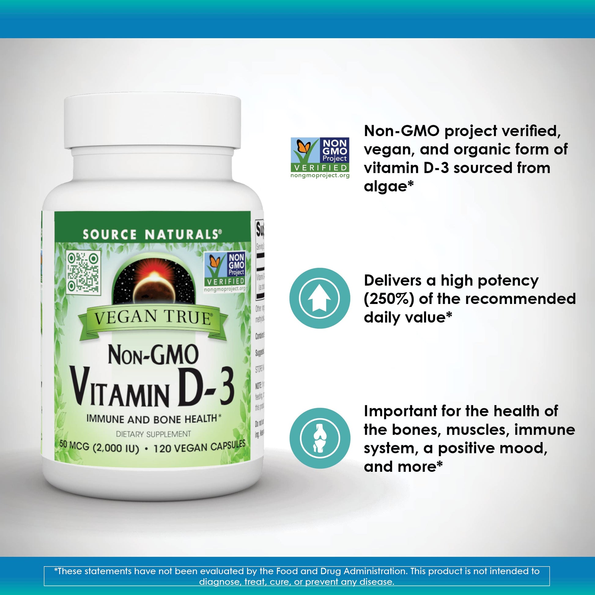 Etiqueta suplemento vegano Vitamina D3 Source Naturals