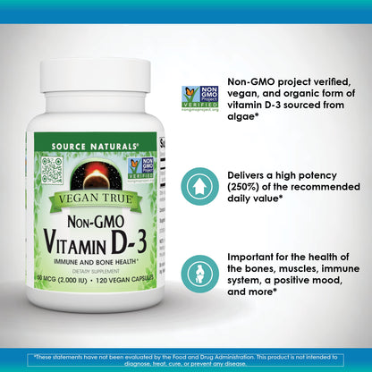 Etiqueta suplemento vegano Vitamina D3 Source Naturals