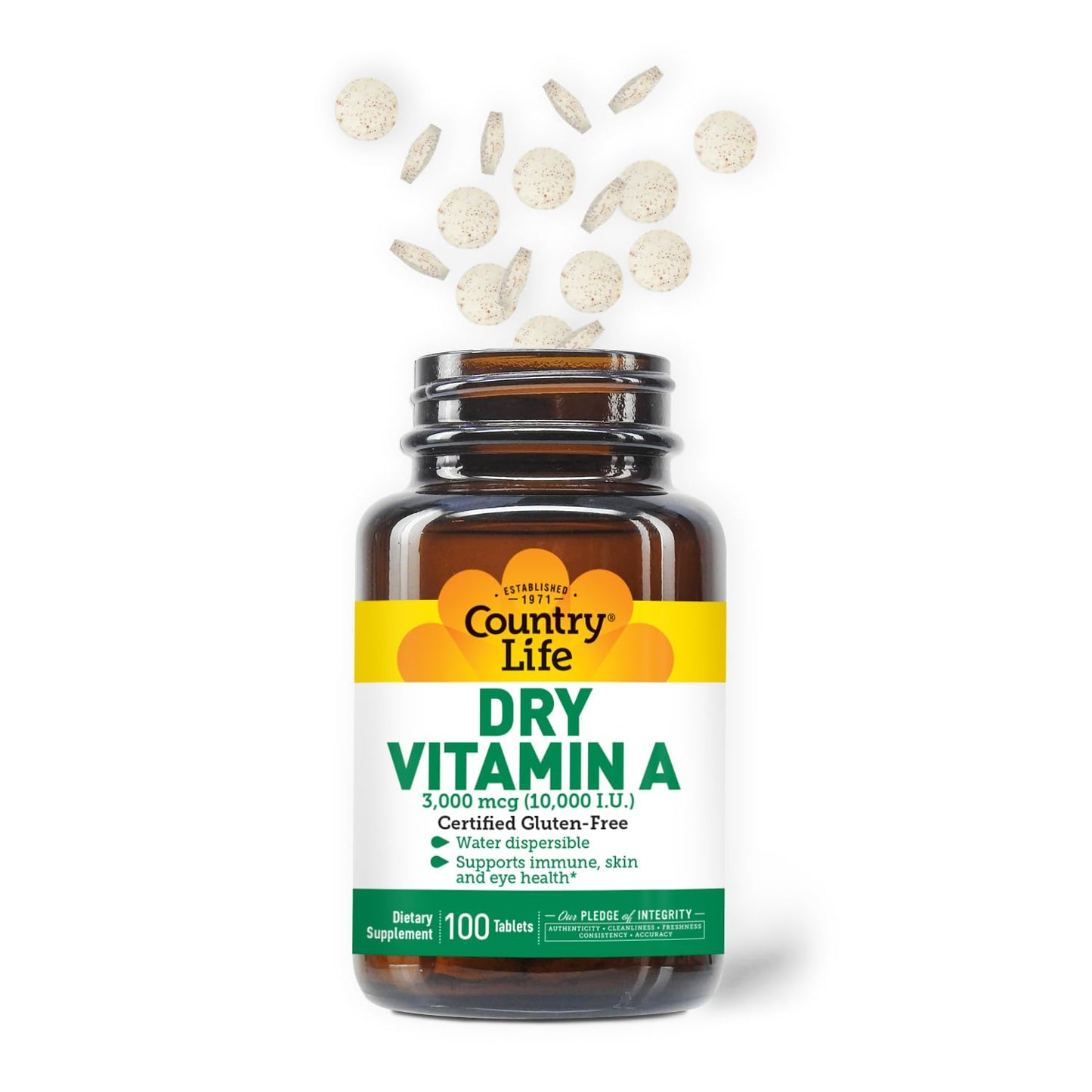 Etiqueta suplemento vitamina A Country Life